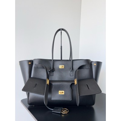 Balenciaga Bel Air Carry All Medium Bag in Black Calfskin