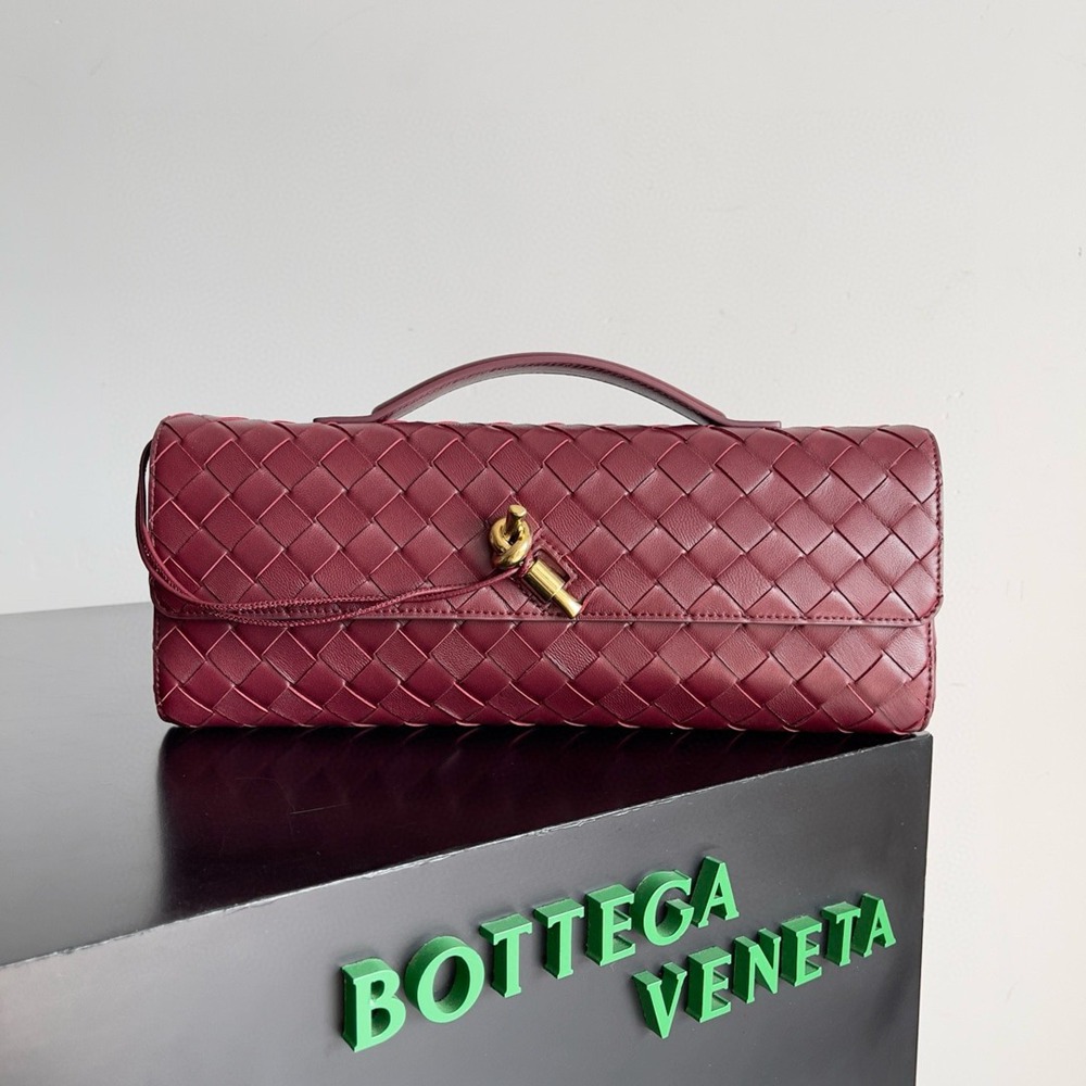 Bottega Veneta Andiamo Clutch with Handle in Barolo Intrecciato Lambskin TDBS2020