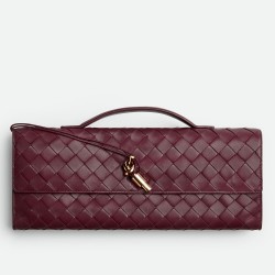 Bottega Veneta Andiamo Clutch with Handle in Barolo Intrecciato Lambskin TDBS2020