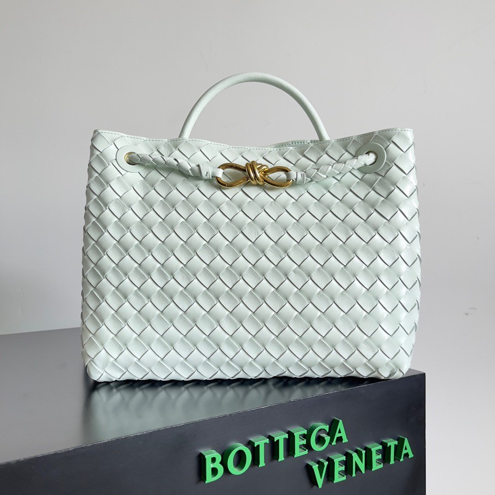 Bottega Veneta Andiamo Medium Bag In Glacier Intrecciato Lambskin TDBS2007