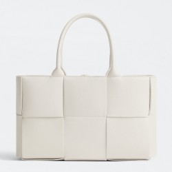 Bottega Veneta Arco Small Tote In White Grained Leather TDBS2384