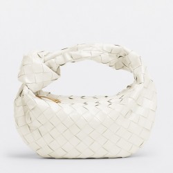 Bottega Veneta BV Jodie Mini Bag In White Intrecciato Patent Leather TDBS2226