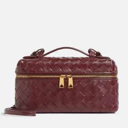 Bottega Veneta Bang Bang Vanity Case in Cherry Intrecciato Leather TDBS2071