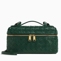 Bottega Veneta Bang Bang Vanity Case in Green Intrecciato Leather TDBS2073