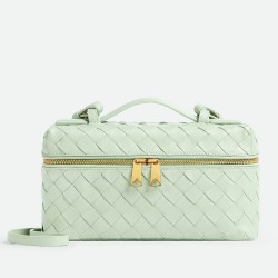 Bottega Veneta Bang Bang Vanity Case in Mint Intrecciato Leather TDBS2075