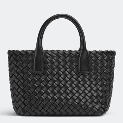 Bottega Veneta Cabat Mini Bag In Black Intrecciato Lambskin TDBS2047