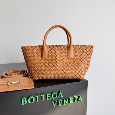 Bottega Veneta Cabat Mini Bag In Caramel Intrecciato Lambskin TDBS2048