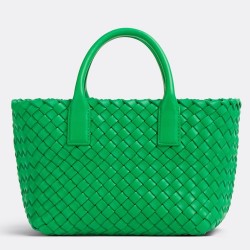 Bottega Veneta Cabat Mini Bag In Green Intrecciato Lambskin TDBS2049