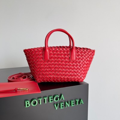 Bottega Veneta Cabat Mini Bag In Red Intrecciato Lambskin TDBS2052