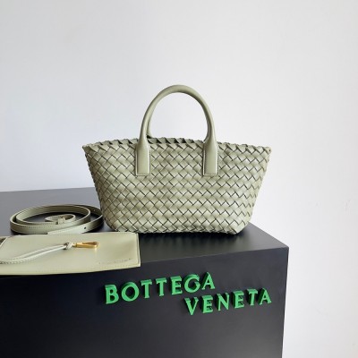 Bottega Veneta Cabat Mini Bag In Travertine Intrecciato Lambskin TDBS2053