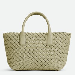 Bottega Veneta Cabat Mini Bag In Travertine Intrecciato Lambskin TDBS2053