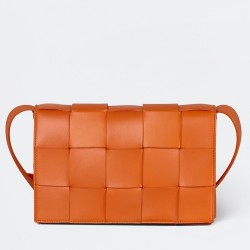 Bottega Veneta Cassett Bag In Orange Intrecciato Lambskin TDBS2093