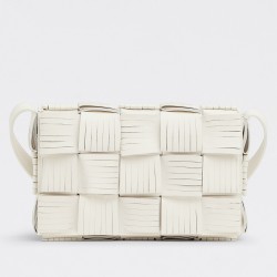 Bottega Veneta Cassett Fringed Bag In White Lambskin TDBS2103