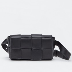 Bottega Veneta Cassette Belt Bag In Black Intrecciato Leather TDBS2115