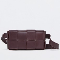 Bottega Veneta Cassette Belt Bag In Grape Intrecciato Leather TDBS2116