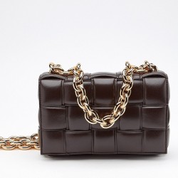 Bottega Veneta Chain Cassette Bag In Black Calfskin TDBS2163