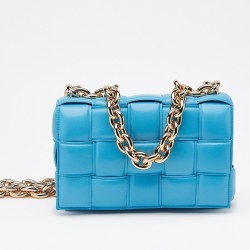 Bottega Veneta Chain Cassette Bag In Blue Calfskin TDBS2165