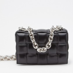 Bottega Veneta Chain Cassette Bag In Noir Calfskin TDBS2174