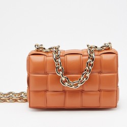 Bottega Veneta Chain Cassette Bag In Orange Calfskin TDBS2175