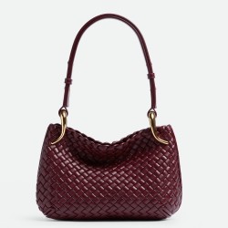 Bottega Veneta Clicker Small Bag in Bordeaux Intrecciato Lambskin TDBS2159