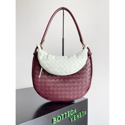 Bottega Veneta Gemelli Medium Bag in Barolo/Glacier Intrecciato Lambskin TDBS2195