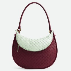 Bottega Veneta Gemelli Medium Bag in Barolo/Glacier Intrecciato Lambskin TDBS2195