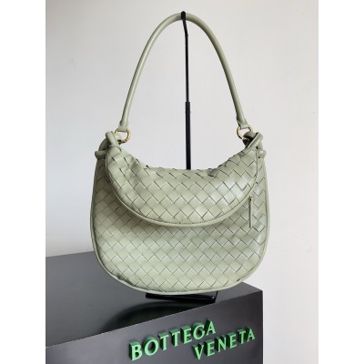 Bottega Veneta Gemelli Medium Bag in Travertine Intrecciato Lambskin TDBS2199