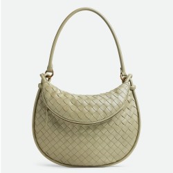 Bottega Veneta Gemelli Medium Bag in Travertine Intrecciato Lambskin TDBS2199