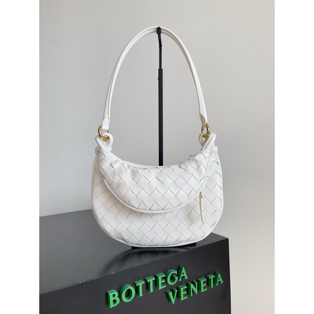 Bottega Veneta Gemelli Small Bag in White Intrecciato Lambskin TDBS2203