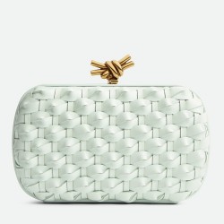 Bottega Veneta Knot Minaudiere Clutch In Glacier Intreccio Leather TDBS2261