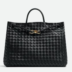 Bottega Veneta Large Andiamo bag In Black Intrecciato Lambskin TDBS2009