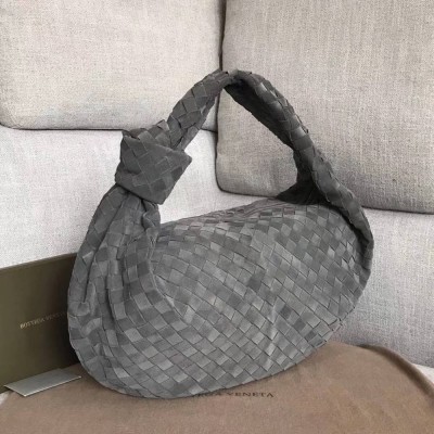 Bottega Veneta Large BV Jodie Bag In Grey Woven Suede TDBS2240