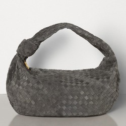 Bottega Veneta Large BV Jodie Bag In Grey Woven Suede TDBS2240