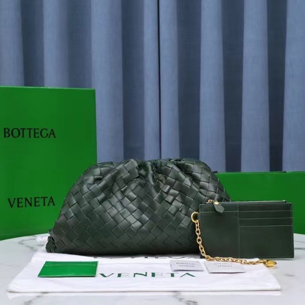 Bottega Veneta Large Pouch Clutch In Raintree Intrecciato Lambskin TDBS2312