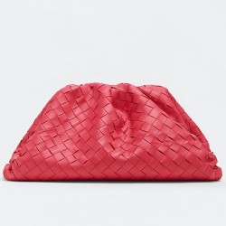 Bottega Veneta Large Pouch Clutch In Red Intrecciato Lambskin TDBS2313