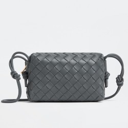 Bottega Veneta Loop Mini Bag In Grey Intrecciato Lambskin TDBS2266