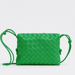 Bottega Veneta Loop Small Bag In Green Intrecciato Lambskin TDBS2268