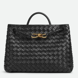 Bottega Veneta Medium Andiamo Bag In Black Intrecciato Lambskin TDBS2010