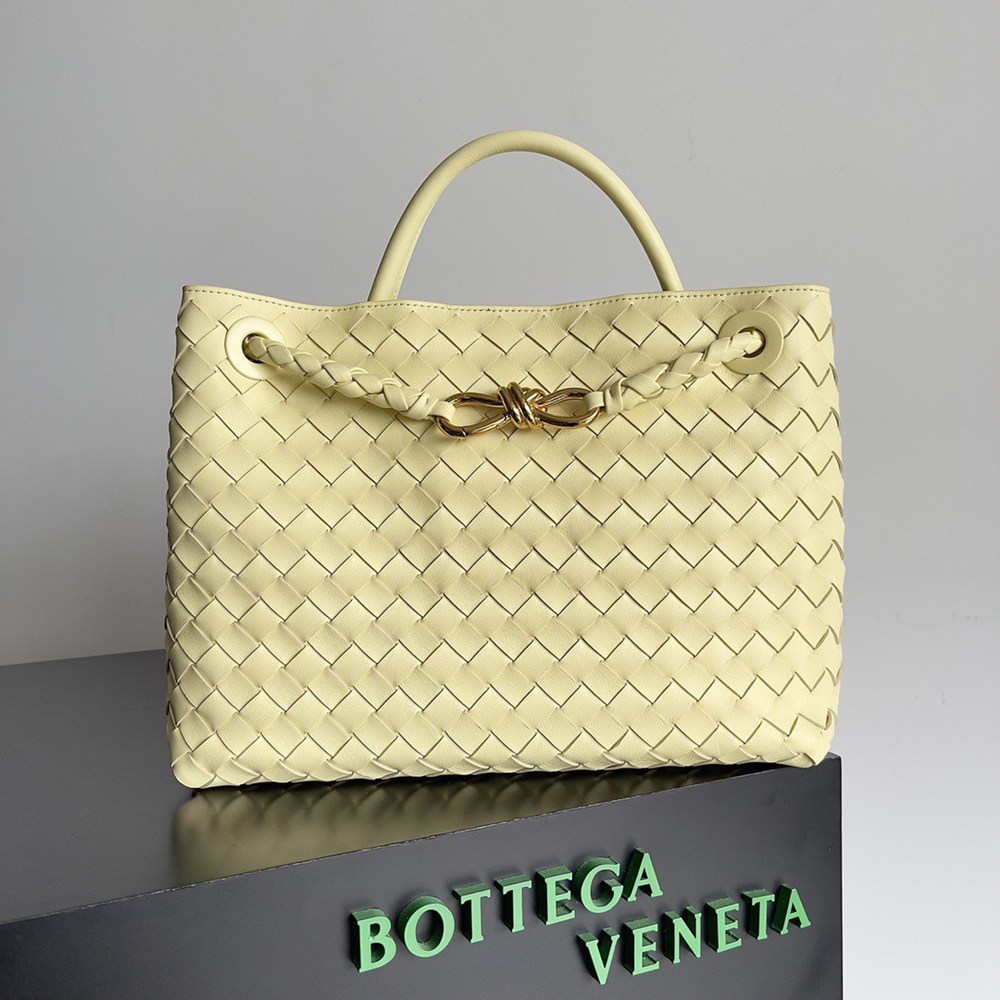 Bottega Veneta Medium Andiamo Bag In Ice Cream Intrecciato Lambskin TDBS2012