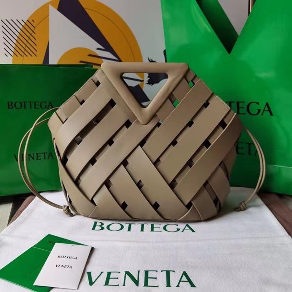 Bottega Veneta Medium Point Bag In Taupe Intrecciato Leather TDBS2295