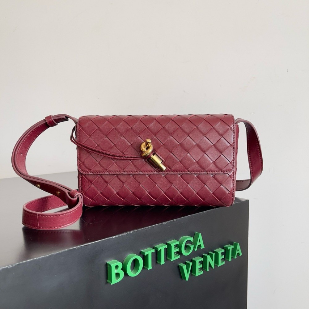 Bottega Veneta Mini Andiamo Cross-Body Bag in Barolo Intrecciato Lambskin TDBS2183