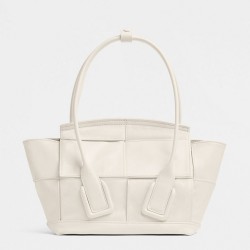 Bottega Veneta Mini Arco Bag In White Intrecciato Leather TDBS2038