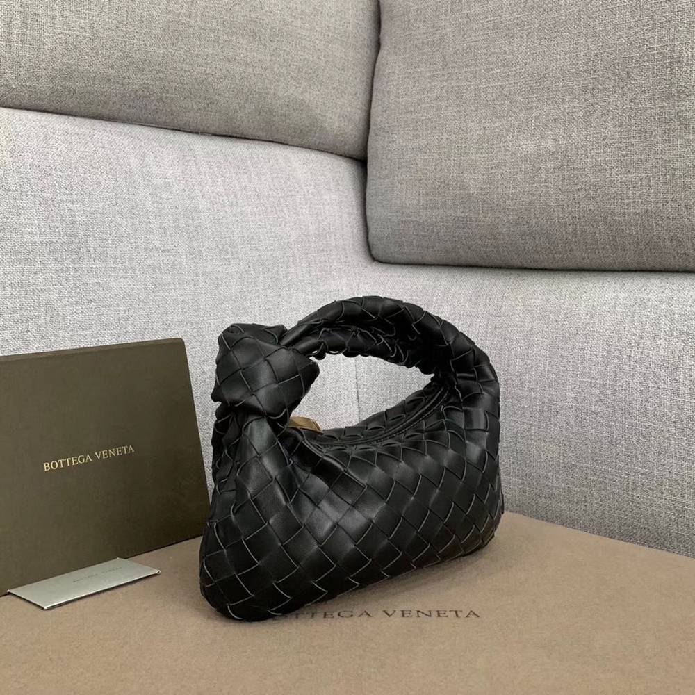 Bottega Veneta Mini BV Jodie Bag In Black Woven Leather TDBS2243