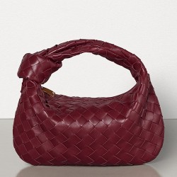 Bottega Veneta Mini BV Jodie Bag In Bordeaux Woven Leather TDBS2244