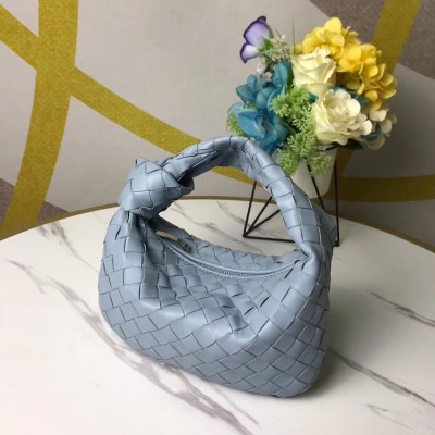 Bottega Veneta Mini BV Jodie Bag In Light Blue Woven Leather TDBS2248