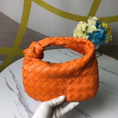 Bottega Veneta Mini BV Jodie Bag In Orange Woven Leather TDBS2250