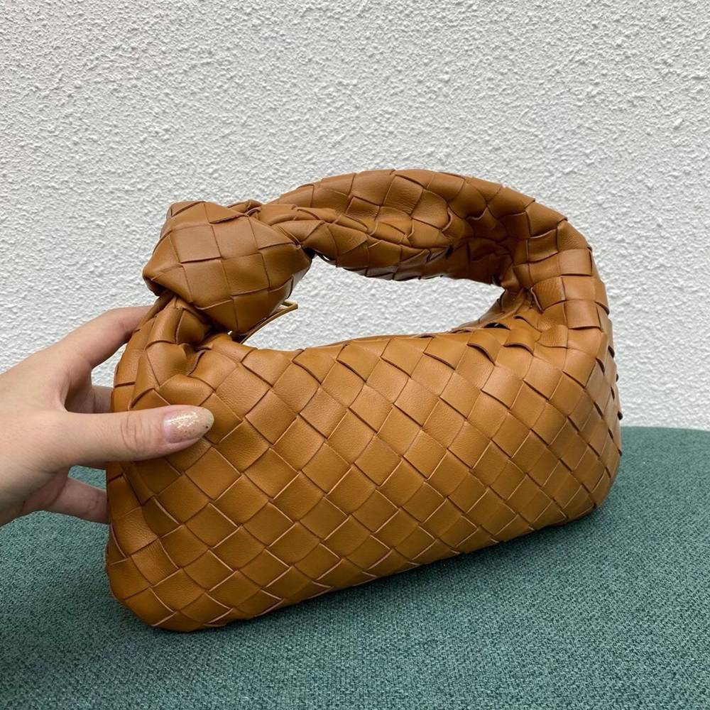 Bottega Veneta Mini BV Jodie Bag In Sandalwood Woven Leather TDBS2253