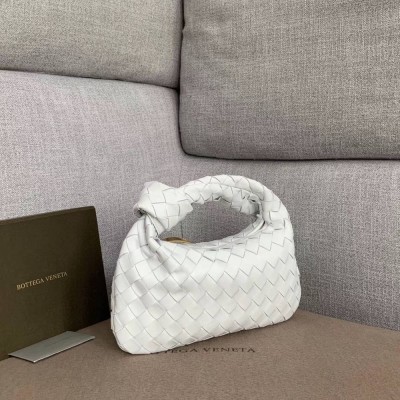 Bottega Veneta Mini BV Jodie Bag In White Woven Leather TDBS2256