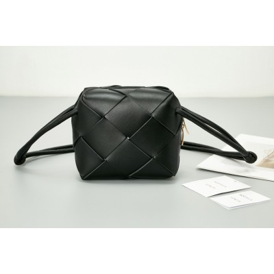 Bottega Veneta Mini Cassette Camera Bag In Black Lambskin TDBS2185