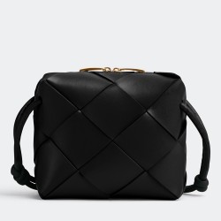 Bottega Veneta Mini Cassette Camera Bag In Black Lambskin TDBS2185